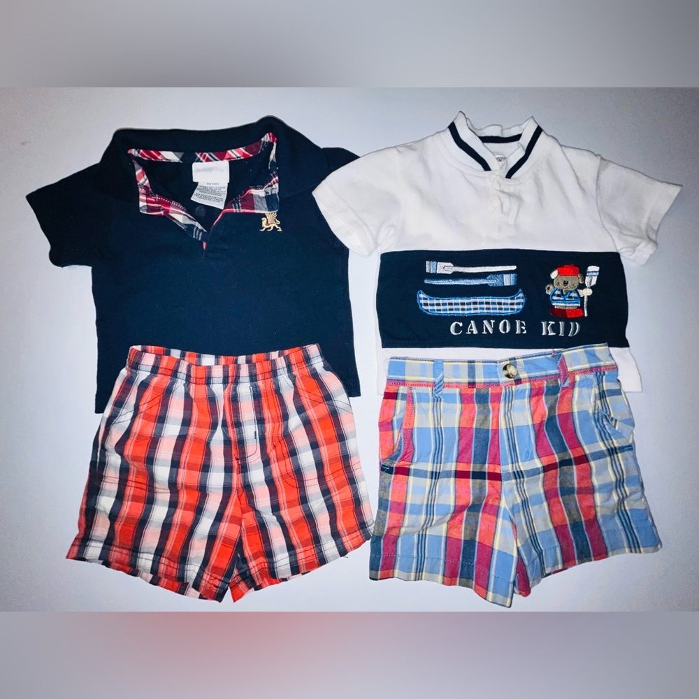 Baby Boy 12 M LOT 4 Items 2 tops 2 Shorts Mix Brands Summers Clothes Pls See Pic